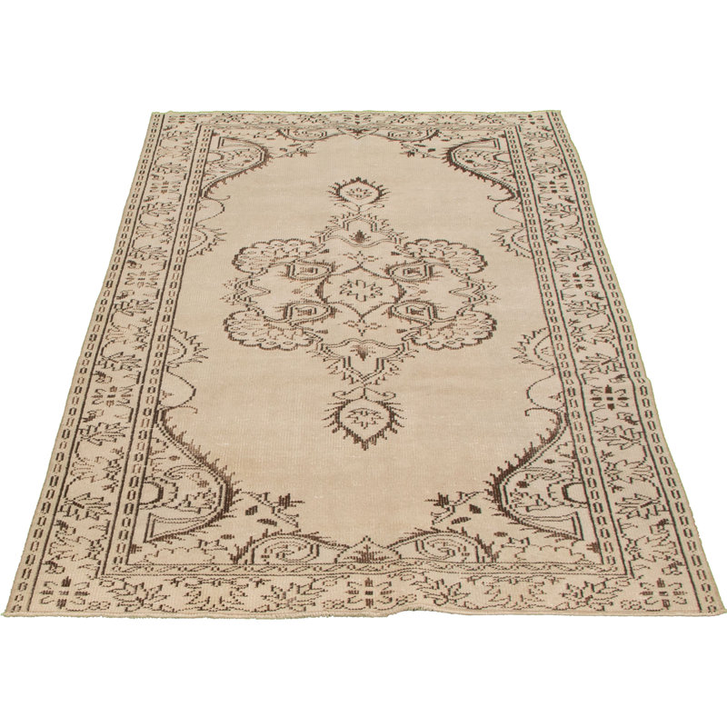 Tapis décoratif en laine gris clair en laine de conception unique 5 pi 3 po x 8 pi 10 po noué à la main 1980s