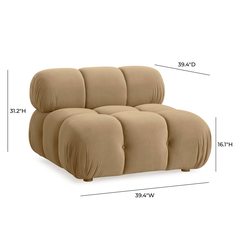 Brown Velvet Modular Tufted Armless Chair