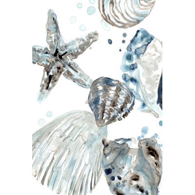 Cerulean Seashells II by June Erica Vess - Wrapped Canvas Painting