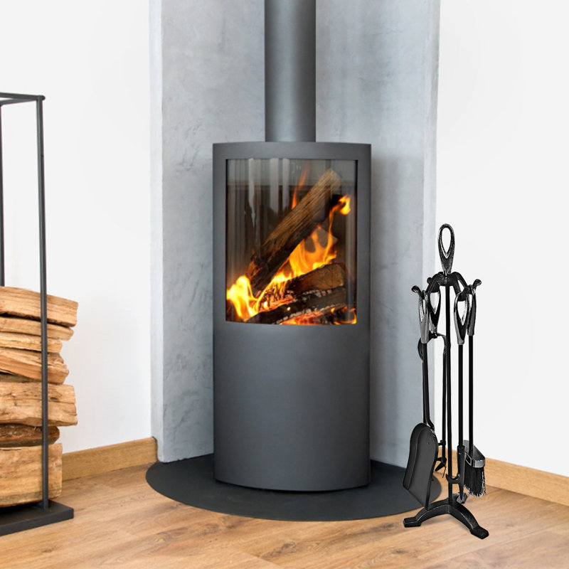 Roleson Iron Fireplace Tool Set, Black