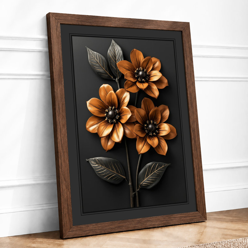 Gilded Stem Botanical - Framed Print, Walnut, A4 - 29.7 x 21.0 cm