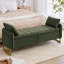 Banc de rangement moderne Lunara 66"W, capitonné, motif Teddy, à placer au pied du lit, avec pieds dorés, poche pour accoudoir et 2 coussins.-343922331-346524066