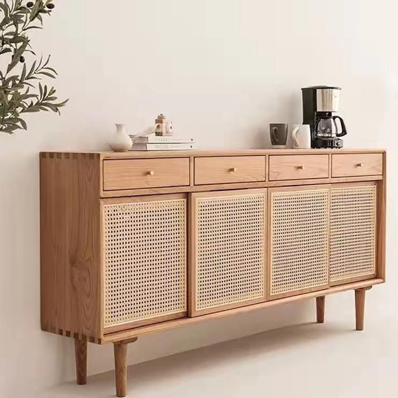 Buffet en rotin d'hévéa, 31.49" H x 70.86" W x 13.77" D