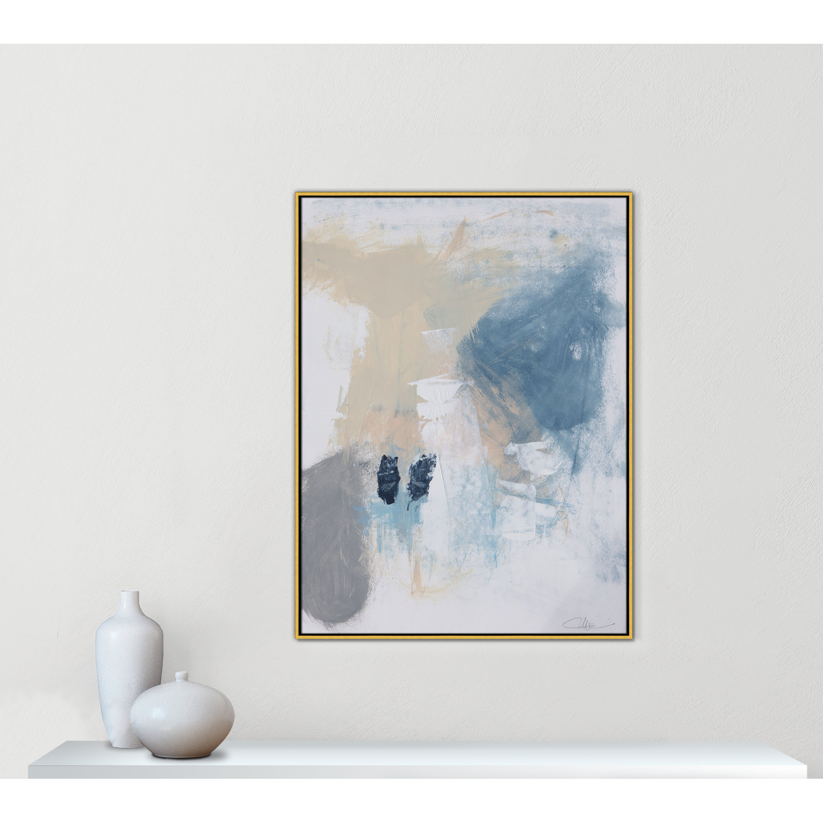 Coastal Carnival Collection "Coastal Carnival II" Print, No Mat, 49.5" H x 37.5" W x 2" D, Gold Floater Framed Canvas