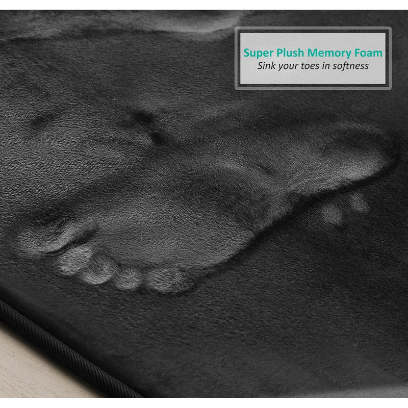 Ultra Soft and Absorbent Memory Foam Contour Mat with Non-Slip Backing, Black