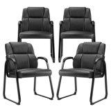 Kojiro PU Leather Conference Reception Chair Set in Bulk with Padded Armrests, Waiting Room Chairs