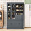 Garde-manger autoportant avec huche, tablettes réglables, 6 portes, 4 tiroirs et plateaux coulissants-376818985