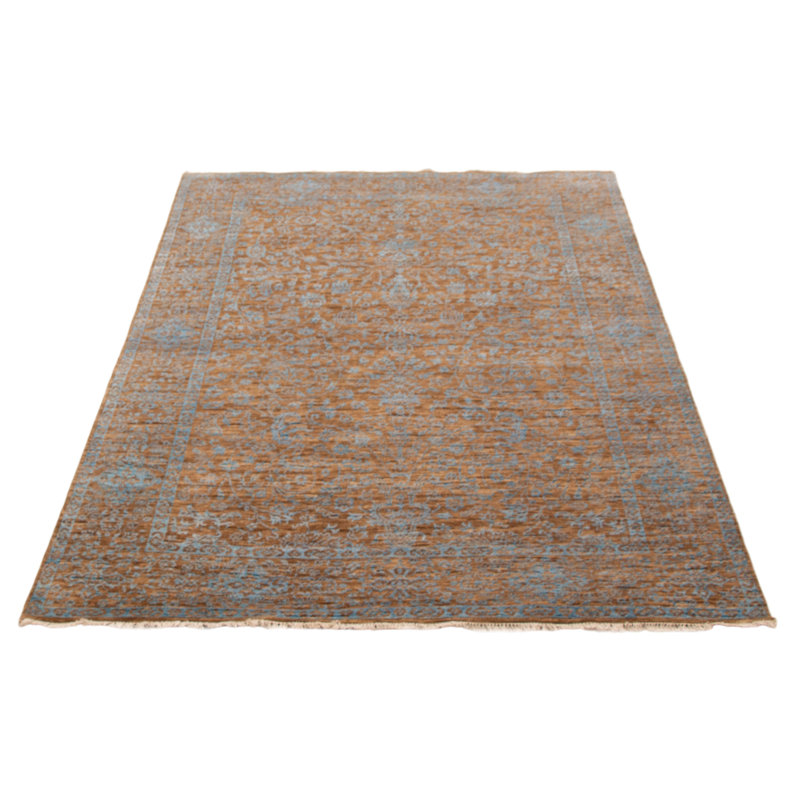 Tapis brun héritage noué à la main de conception unique 6 pi 1 po x 8 pi 11 po