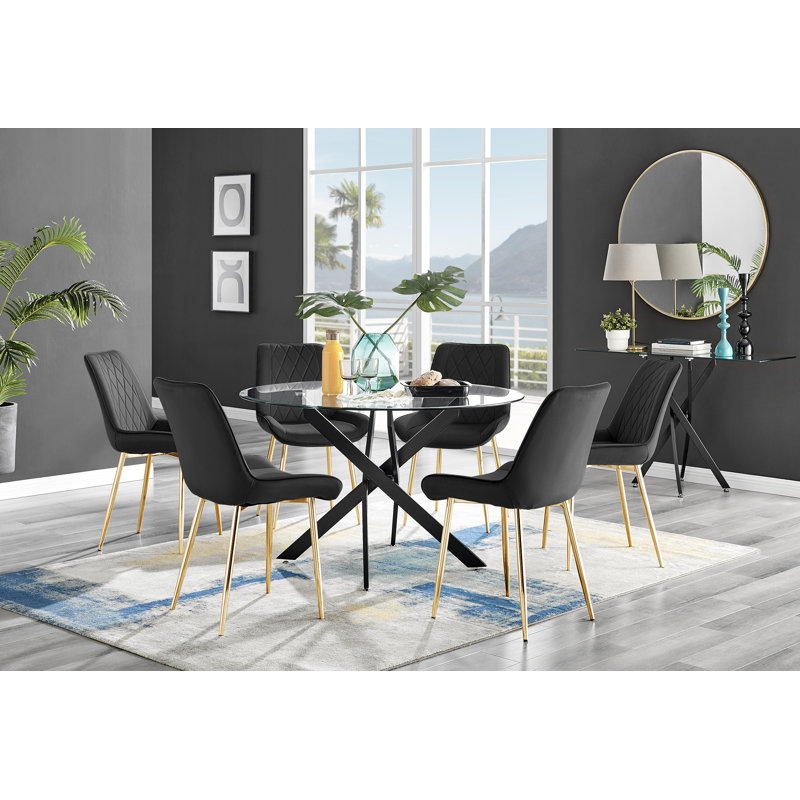 Ensemble repas pour 6 personnes, Noir / or