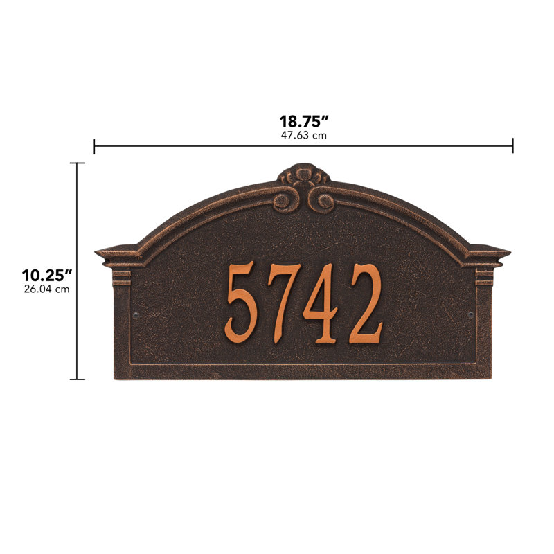 Plaque d'adresse murale sur 1 ligne Roselyn, Bronze huilé, Oui