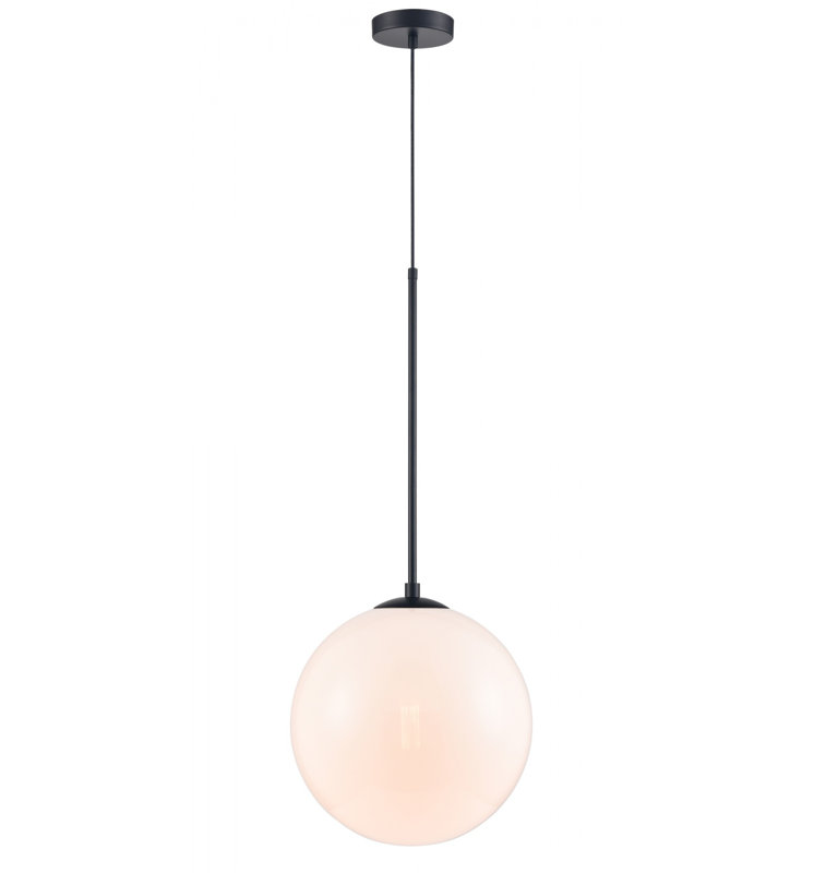 Luminaire suspendu 1 lumière Delilah, Noir mat, Blanc