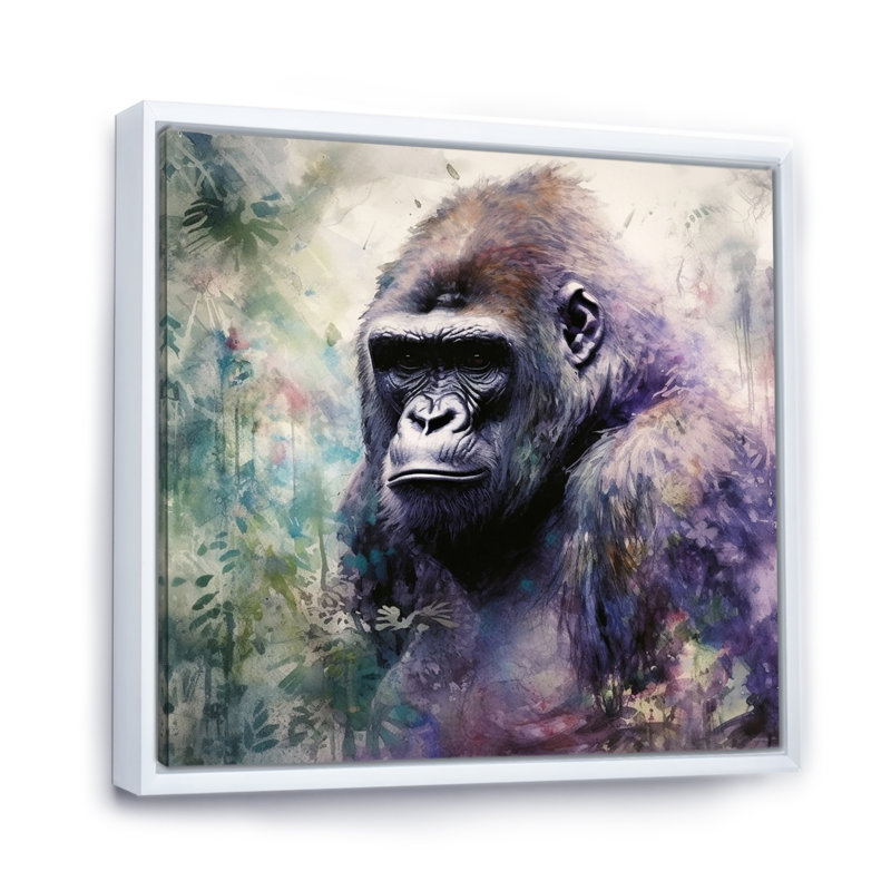 «Powerful Gorilla Primer II» sur toile, H 36 po x l 36 po x P 1,5 po, Cadre flottant blanc