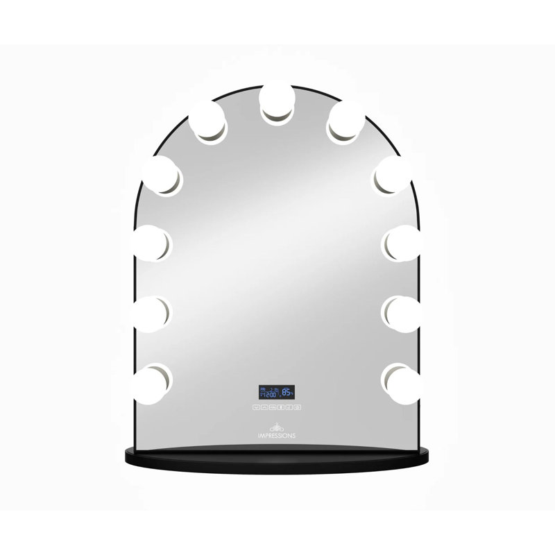 Impression Vanity Hollywood Glow Arch Vanity Mirror With Ultra Bright 11 Frosted LED Bulbs, Dimming Function Option, Soft Touch Sensor Button, And Sleek Aluminum Frameless Design Wall Mirror