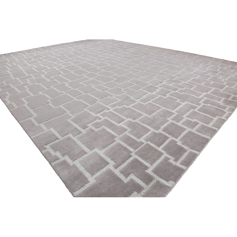 Tapis brun noué à la main Ritz, Rectangle 6 pi x 9 pi