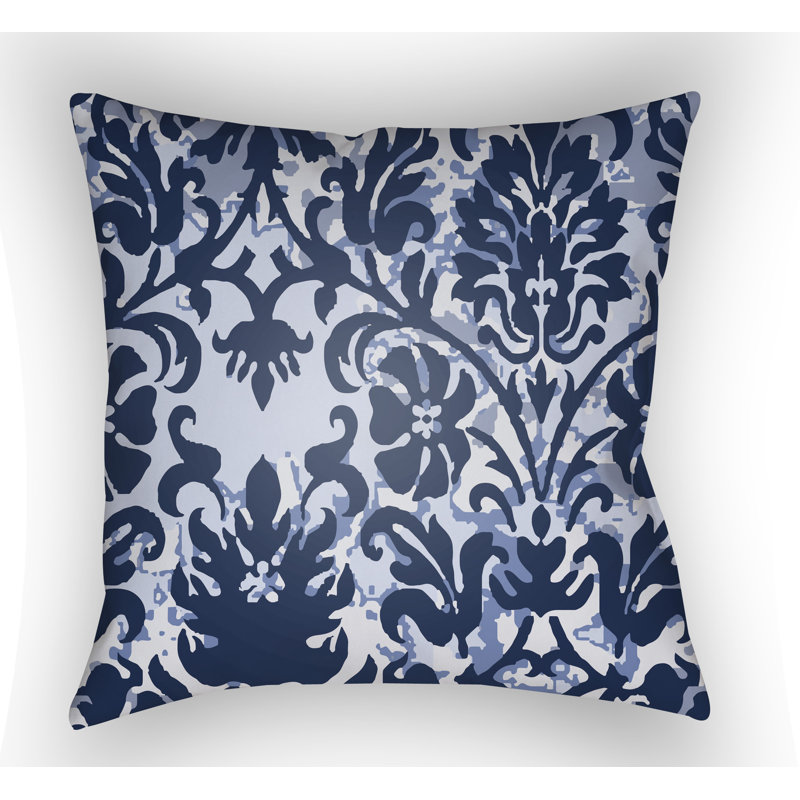 Damask Reversible Throw Pillow, 20" H x 20" W x 4" D, Dark Blue