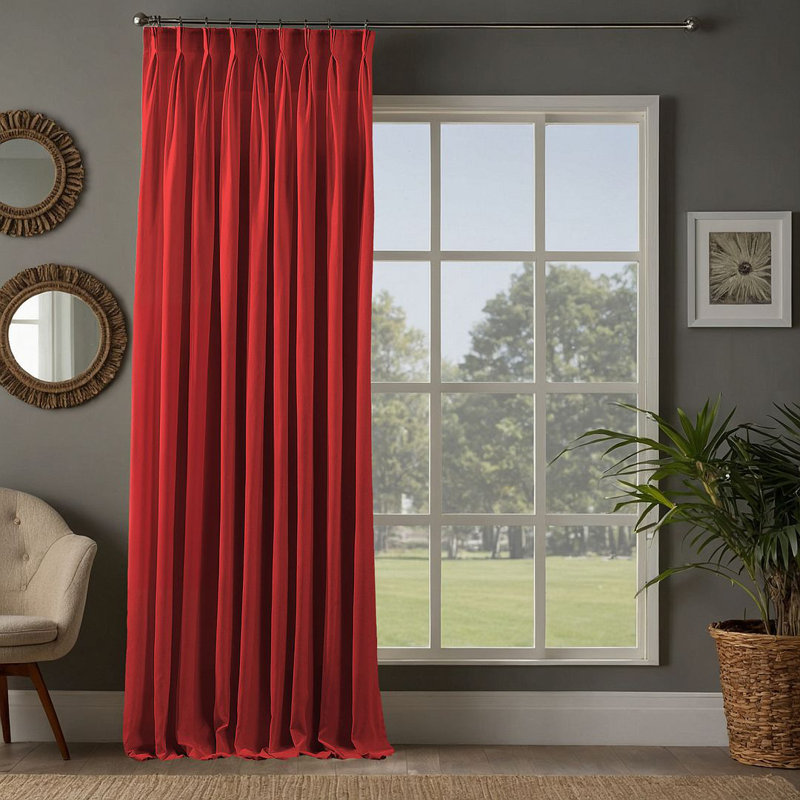 Room Darkening Single Curtain Panel, 190cm Width x 175cm Drop, Red