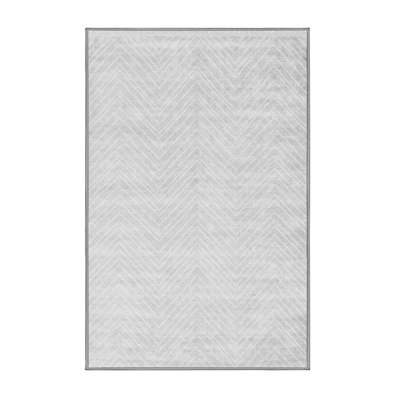 Tapis gris / blanc tissé à la machine Dannemora, Rectangle de 5 pi x 8 pi