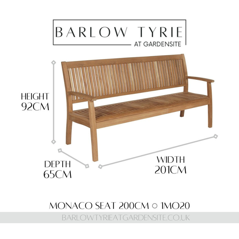 Monaco Outdoor Teak Bench, 36" H x 79" W x 26" D