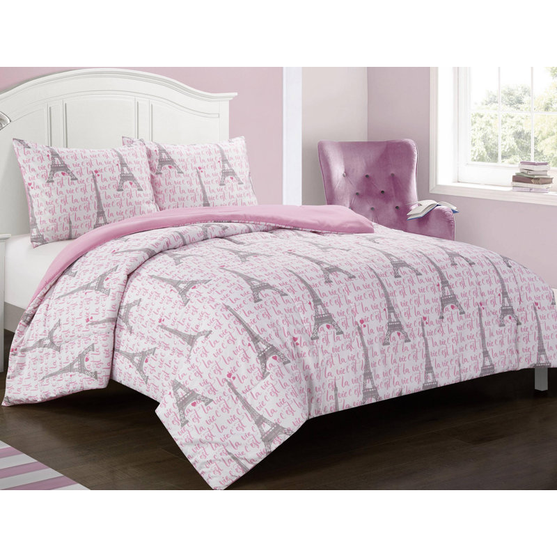  Ensemble d'édredon 3 pièces en microfibre rose