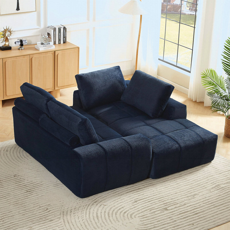Canapé modulaire surdimensionné en L FAUX FUR avec design minimaliste, canapé-lit confortable pour une détente ultime