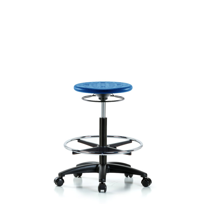 Tabouret de laboratoire à hauteur ajustable, Roulettes, Bleu