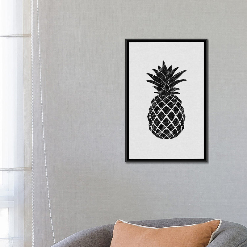 «Marble Pineapple», impression sur toile, H 26 po x l 18 po x P 1,5 po, Toile avec cadre noir, Pas de tapis
