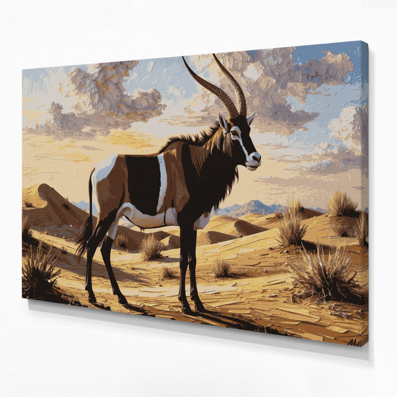 Faune Oryx beige, art mural sur toile, H 24 po x l 36 po