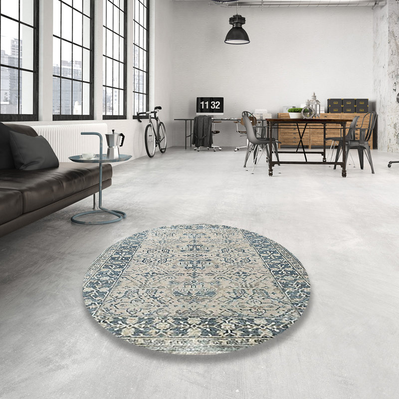 Flatley Oriental Indoor Rug, Round 7'
