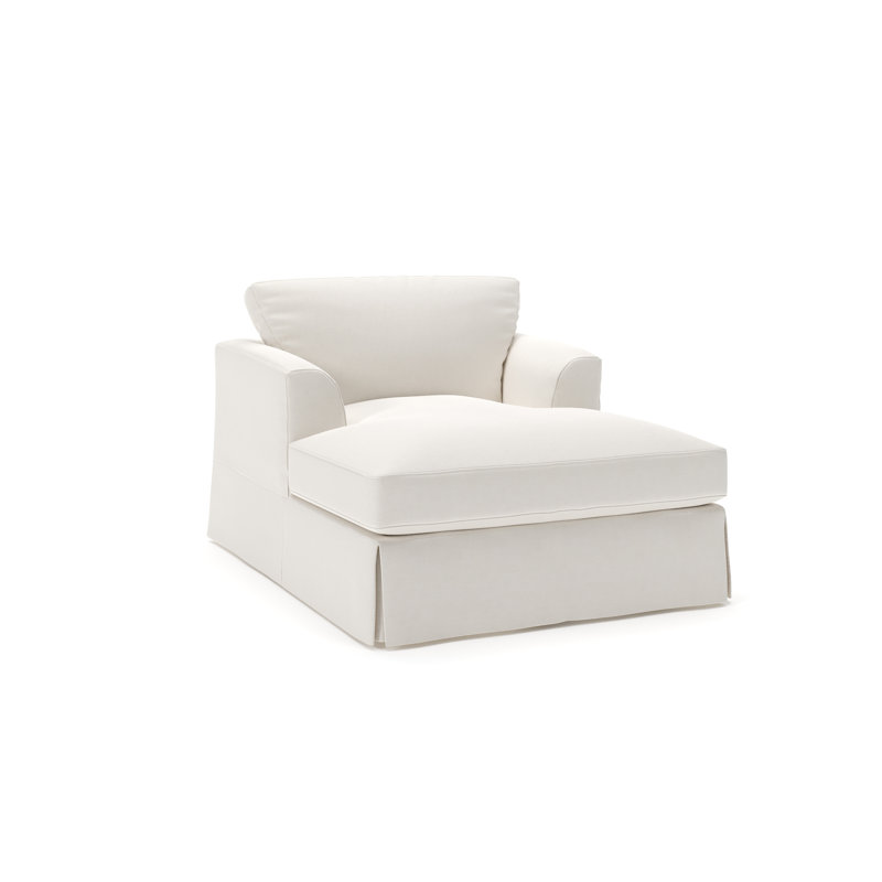 Lucia Upholstered Chaise Lounge, Lena Off White Performance Linen Blend