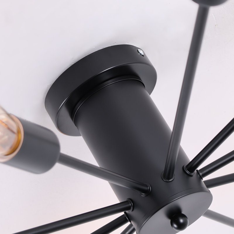 Sulen 10-Light Dimmable Sputnik Chandelier,Modern style,Suitable For Living Rooms and Bedrooms, Matte Black