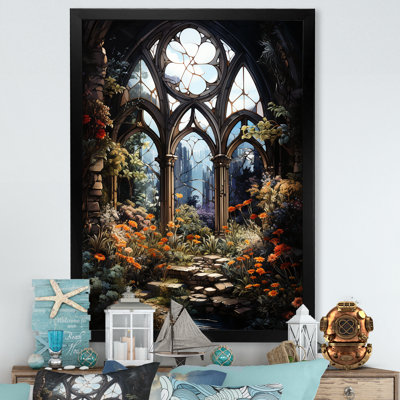 «Green Church Window Floral Blooms - Coastal Windows», art mural