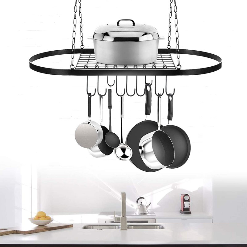 Sabanc Metal Oval Hanging Pot Rack