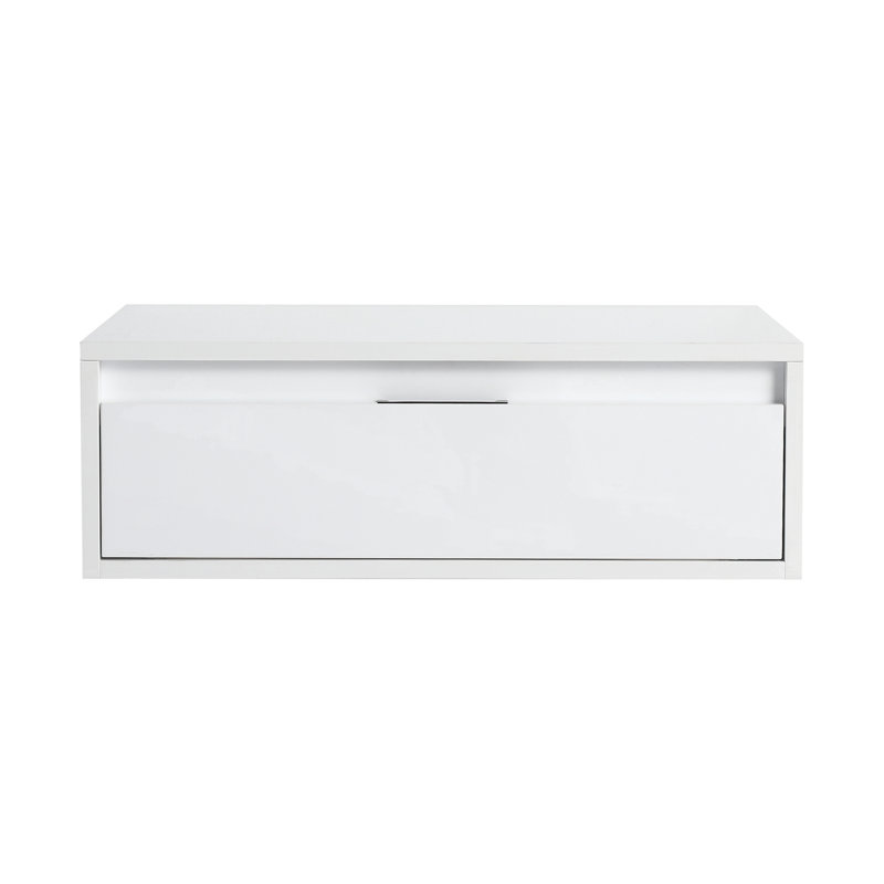 24" Bathroom Cabinet,Soft Close Drawer,Float Mounting Design, Glossy White