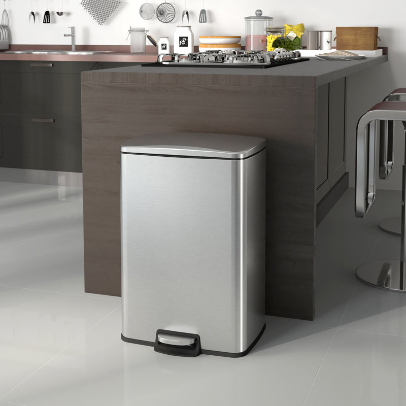 Steel Step On Kitchen Trash Can - 13 Gallons