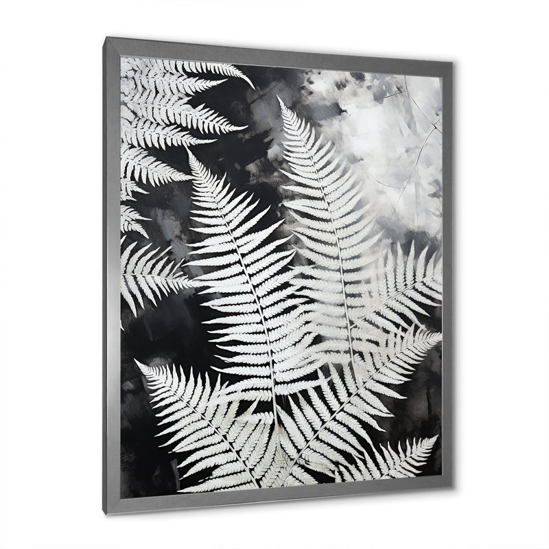 «White Ferns Serene Retreat» sur toile, H 44 po x l 34 po x P 1,5 po, Cadre simple argenté