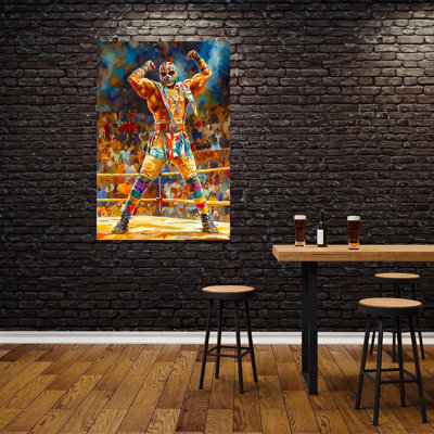 **Masked Wrestler Champion** Colorful Vibrant Contemporary Wall Art