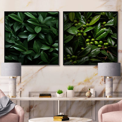 Tropical Robusta Palm Rhythms - Ensemble de 2 collages floraux carrés