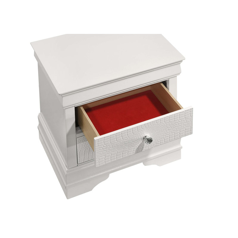 Table de chevet 2 tiroirs Blaze, Blanc