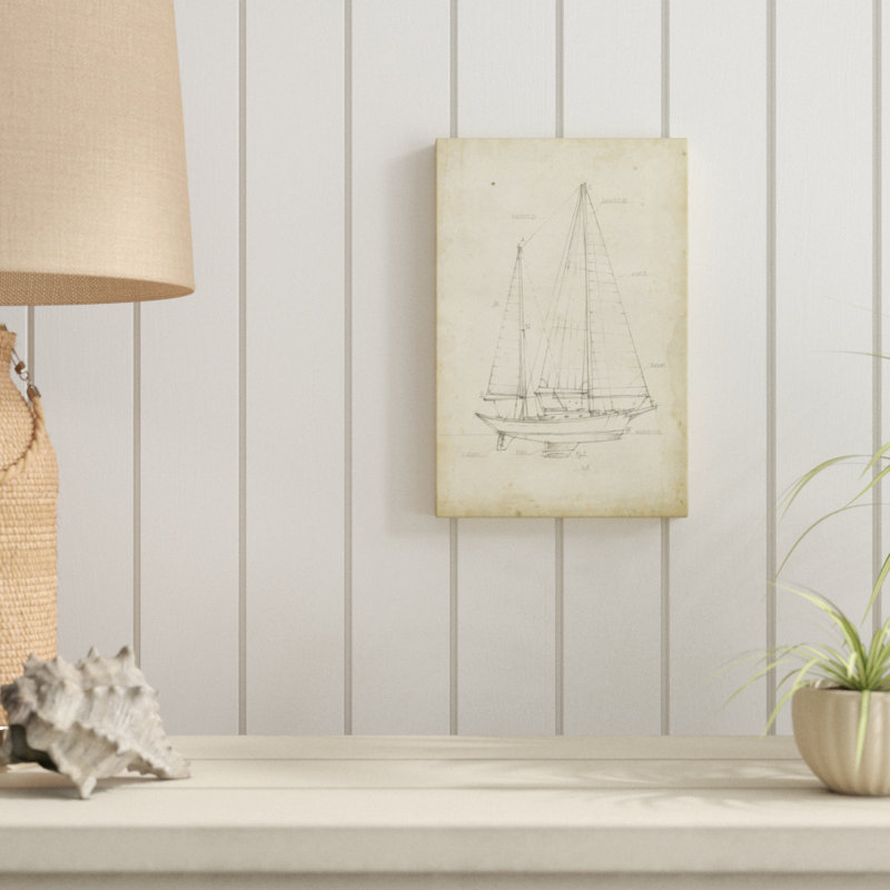 'Sailboat VI' by Ethan Harper - Drawing Print, 30cm H x 20cm W, Wrapped Canvas