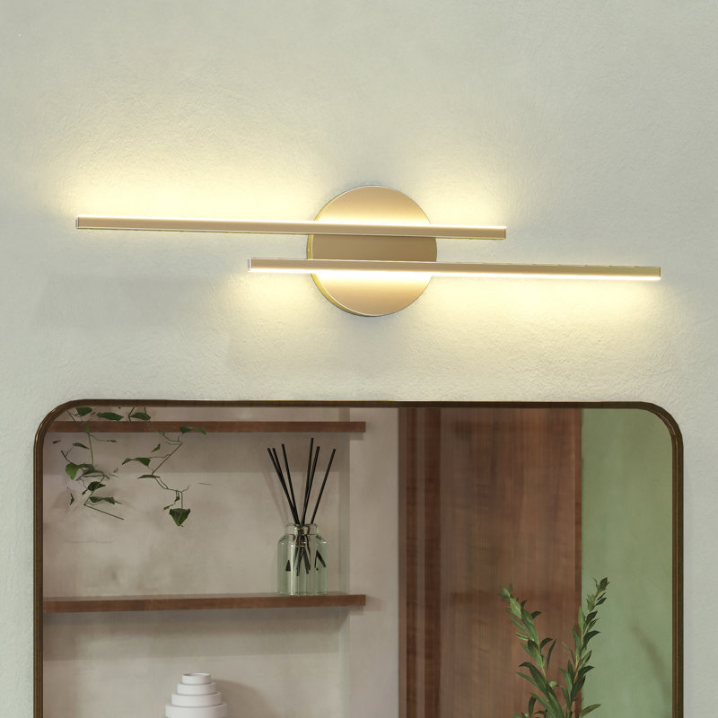 2 - Light Dimmable LED Vanity Light, Gold