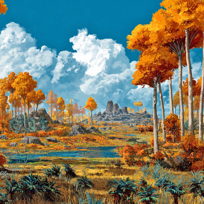 «Golden Autumn Landscape», art mural sur toile tendue