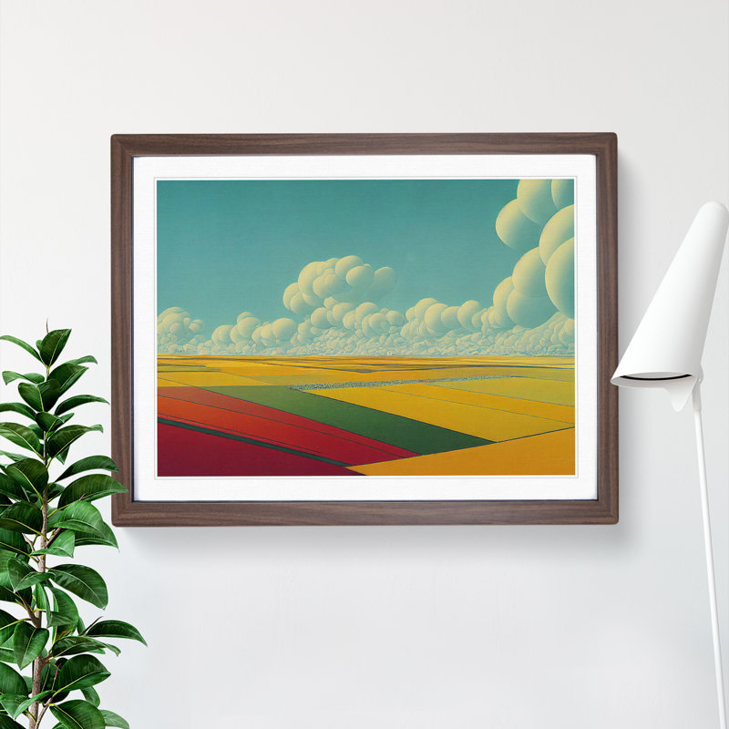 Expansive Spring Meadow - Single Picture Frame Painting, 34cm H x 46cm W x 2cm D, Walnut