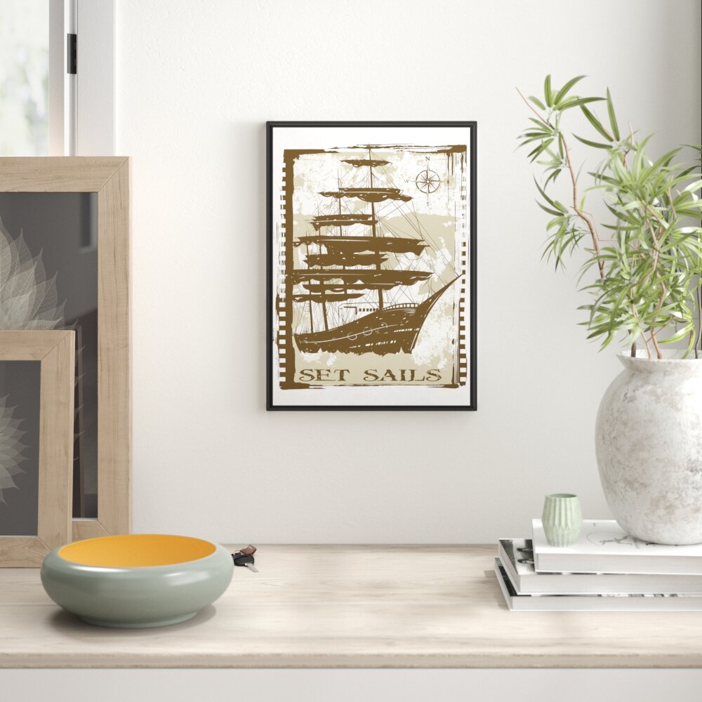 Gerahmtes Wandbild Set sails white Leinwand