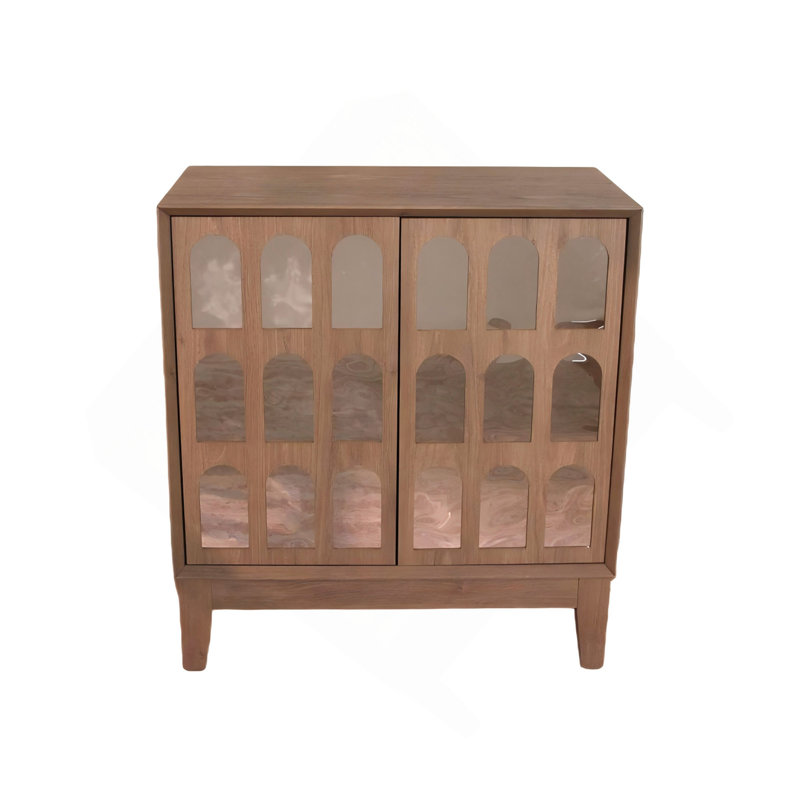 Buffet à buffet, armoire de rangement moderne de style Mid-Century avec portes et tablettes, armoire de style bohème en bois pour le salon