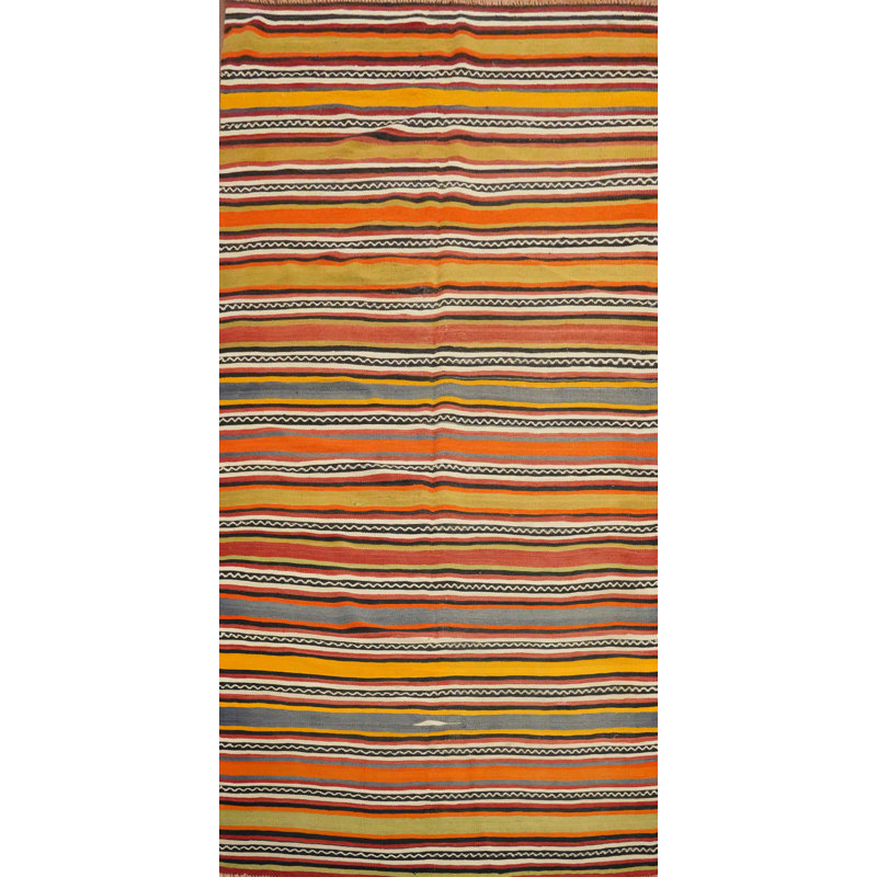 Tapis rayé en laine 5 x 11
