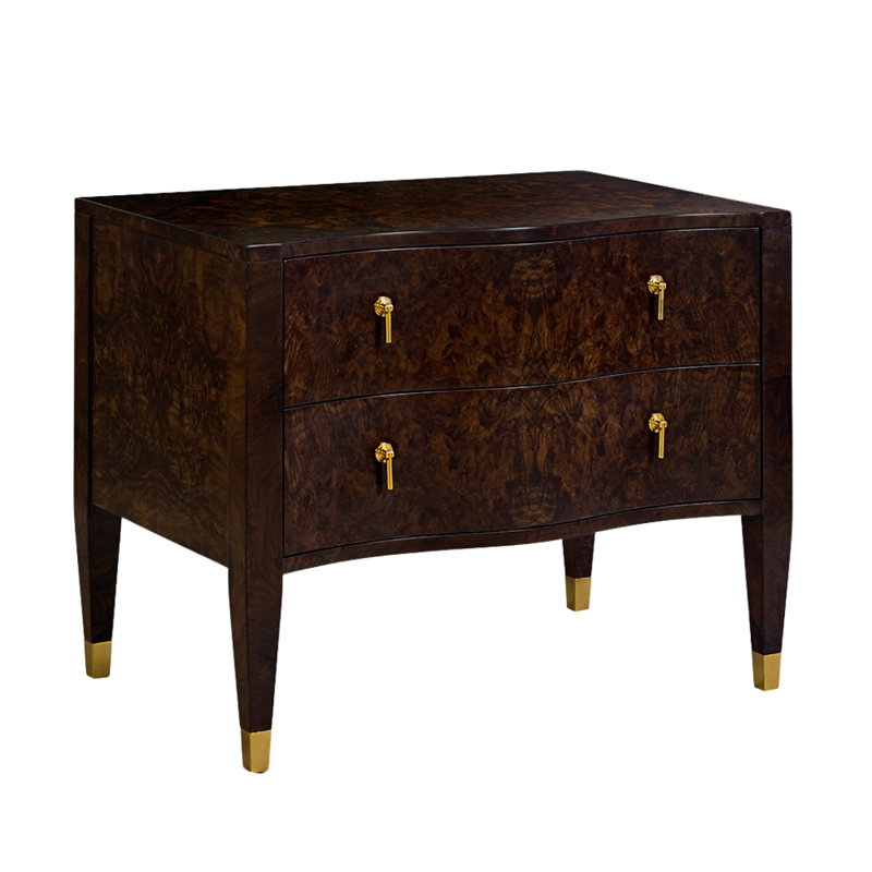 Serpentine Nightstand, Dark Brown