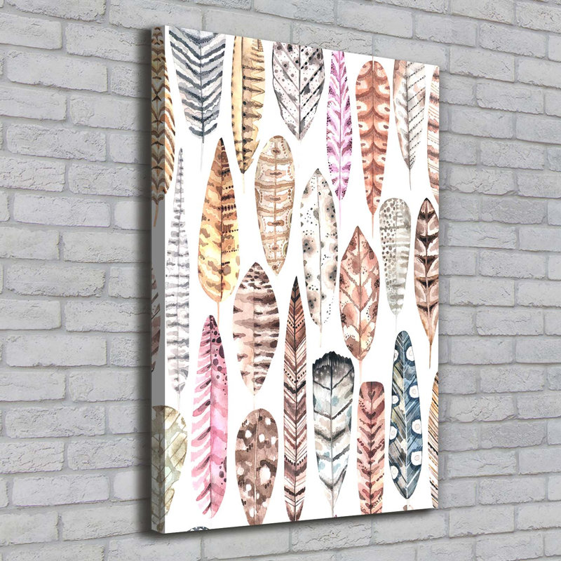 Colourful Feathers - Wrapped Canvas Print