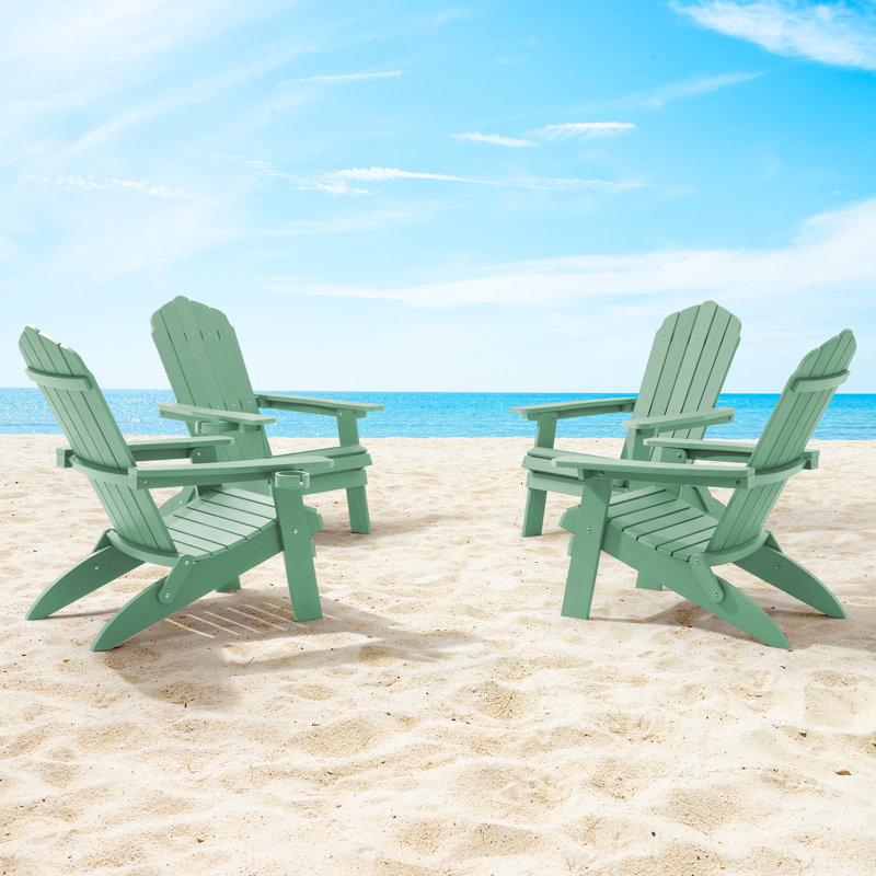 Chaise Adirondack d'extérieur pliable résistante aux intempéries Sam, Vert foncé