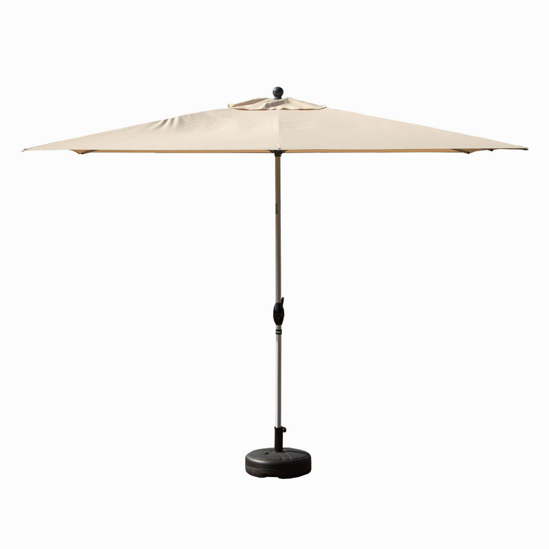 Parasol de patio rectangulaire avec fonction de levage à manivelle et d'inclinaison, beige (base non incluse), Beige