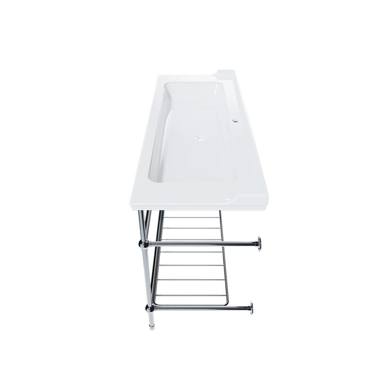 Cheviot Products Valarte 39.20'' White Fireclay & Brass Rectangular Bathroom Sink with Overflow 353-WH-1-CH, Single